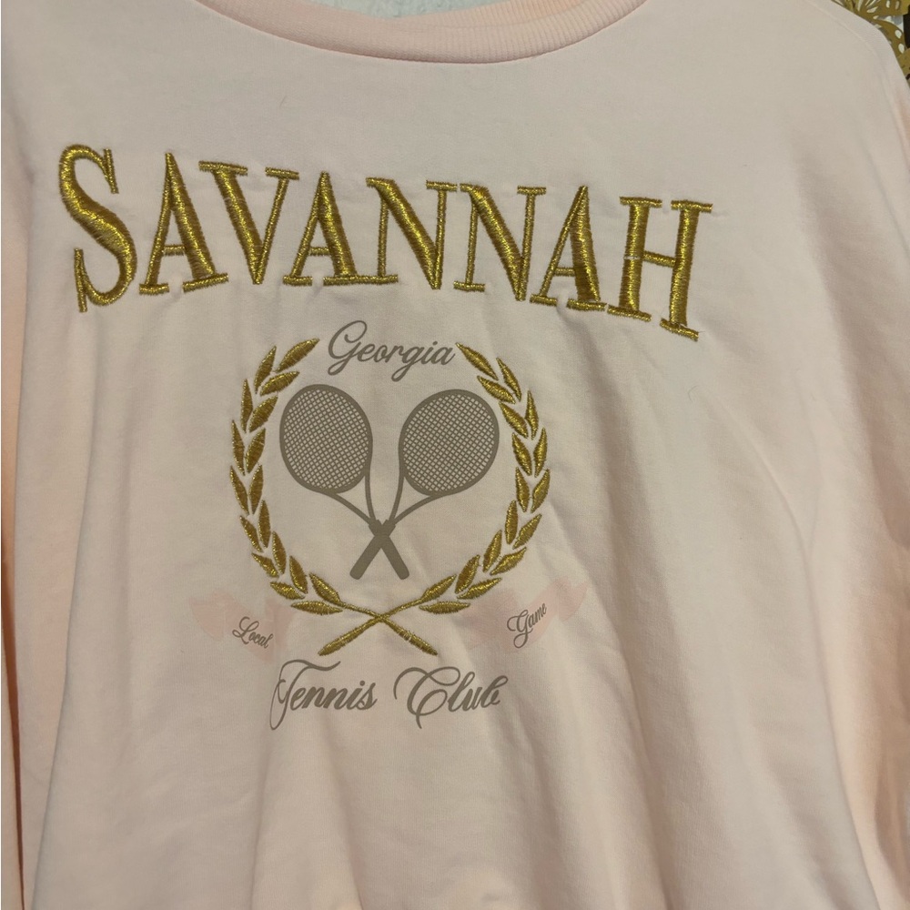 Francesca's Collections Pink Savannah Crew Neck Sweater